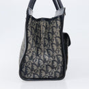 Christian Dior Trotter Canvas Hand Bag Navy Gold Auth 201927-5