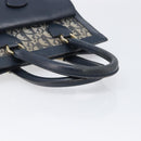 Christian Dior Trotter Canvas Hand Bag Navy Gold Auth 201927-7