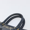 Christian Dior Trotter Canvas Hand Bag Navy Gold Auth 201927-8