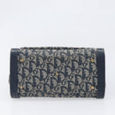 Christian Dior Trotter Canvas Hand Bag Navy Gold Auth 201927-9