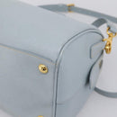 PRADA Boston Bag Saffiano leather 2way Light Blue Gold Auth 201928A-16