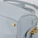 PRADA Boston Bag Saffiano leather 2way Light Blue Gold Auth 201928A-18