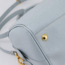 PRADA Boston Bag Saffiano leather 2way Light Blue Gold Auth 201928A-19