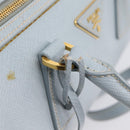 PRADA Boston Bag Saffiano leather 2way Light Blue Gold Auth 201928A-9