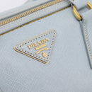 PRADA Boston Bag Saffiano leather 2way Light Blue Gold Auth 201928A-22