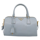 PRADA Boston Bag Saffiano leather 2way Light Blue Gold Auth 201928A-13