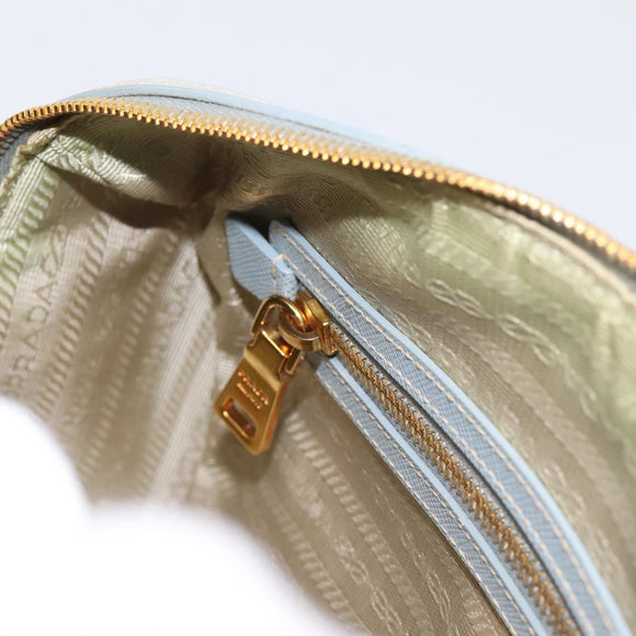PRADA Boston Bag Saffiano leather 2way Light Blue Gold Auth 201928A