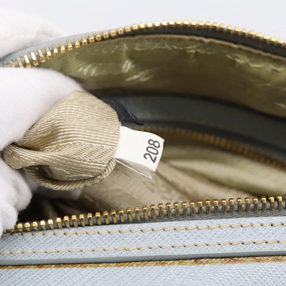 PRADA Boston Bag Saffiano leather 2way Light Blue Gold Auth 201928A