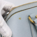 PRADA Boston Bag Saffiano leather 2way Light Blue Gold Auth 201928A-10