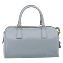 PRADA Boston Bag Saffiano leather 2way Light Blue Gold Auth 201928A-2