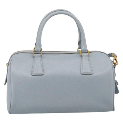 PRADA Boston Bag Saffiano leather 2way Light Blue Gold Auth 201928A - 0