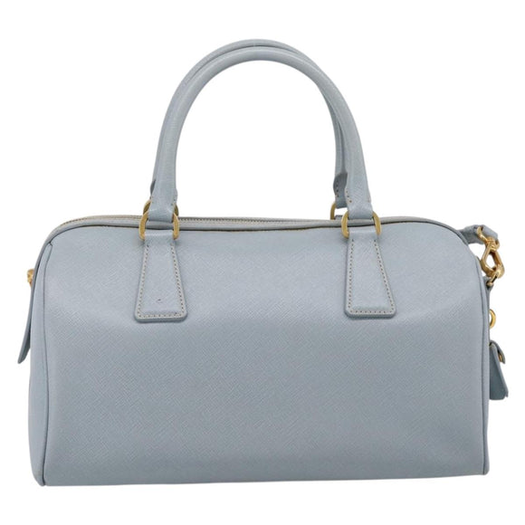 PRADA Boston Bag Saffiano leather 2way Light Blue Gold Auth 201928A