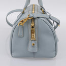 PRADA Boston Bag Saffiano leather 2way Light Blue Gold Auth 201928A-3