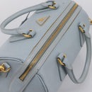 PRADA Boston Bag Saffiano leather 2way Light Blue Gold Auth 201928A-6