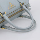 PRADA Boston Bag Saffiano leather 2way Light Blue Gold Auth 201928A-7