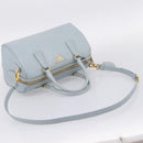 PRADA Boston Bag Saffiano leather 2way Light Blue Gold Auth 201928A-8
