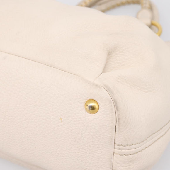Miu Miu Hand Bag Vittero Dino Leather 2way Ivory Gold Auth 201929A