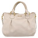 Miu Miu Hand Bag Vittero Dino Leather 2way Ivory Gold Auth 201929A-13