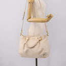 Miu Miu Hand Bag Vittero Dino Leather 2way Ivory Gold Auth 201929A-23