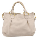 Miu Miu Hand Bag Vittero Dino Leather 2way Ivory Gold Auth 201929A-2