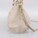 Miu Miu Hand Bag Vittero Dino Leather 2way Ivory Gold Auth 201929A-3