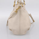 Miu Miu Hand Bag Vittero Dino Leather 2way Ivory Gold Auth 201929A-4