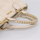 Miu Miu Hand Bag Vittero Dino Leather 2way Ivory Gold Auth 201929A-7