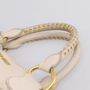 Miu Miu Hand Bag Vittero Dino Leather 2way Ivory Gold Auth 201929A-8