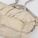 PRADA Gathered Hand Bag Nylon 2way Beige Gold Auth 201930-9