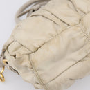 PRADA Gathered Hand Bag Nylon 2way Beige Gold Auth 201930-16