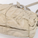 PRADA Gathered Hand Bag Nylon 2way Beige Gold Auth 201930-17
