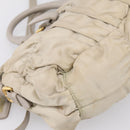 PRADA Gathered Hand Bag Nylon 2way Beige Gold Auth 201930-18