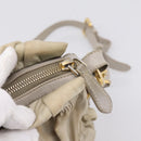 PRADA Gathered Hand Bag Nylon 2way Beige Gold Auth 201930-10