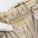 PRADA Gathered Hand Bag Nylon 2way Beige Gold Auth 201930-19