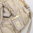 PRADA Gathered Hand Bag Nylon 2way Beige Gold Auth 201930-20