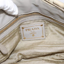 PRADA Gathered Hand Bag Nylon 2way Beige Gold Auth 201930-21