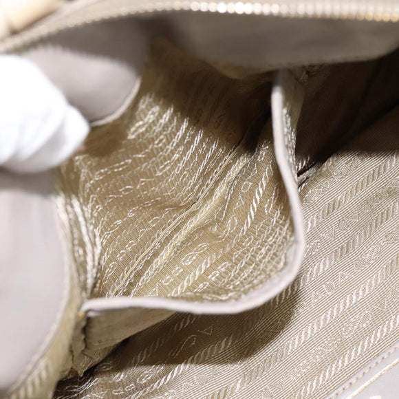 PRADA Gathered Hand Bag Nylon 2way Beige Gold Auth 201930