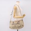 PRADA Gathered Hand Bag Nylon 2way Beige Gold Auth 201930-27