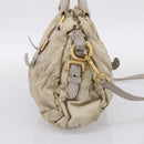 PRADA Gathered Hand Bag Nylon 2way Beige Gold Auth 201930-3