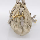 PRADA Gathered Hand Bag Nylon 2way Beige Gold Auth 201930-4