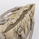 PRADA Gathered Hand Bag Nylon 2way Beige Gold Auth 201930-6