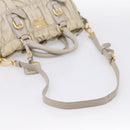 PRADA Gathered Hand Bag Nylon 2way Beige Gold Auth 201930-8