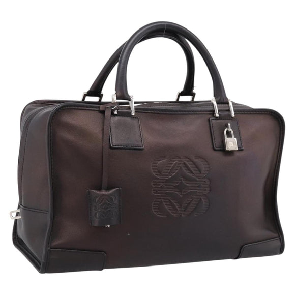 LOEWE Amazona 36 Hand Bag Leather Bronze Silver Auth 201931V