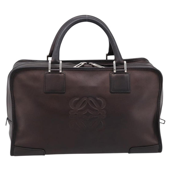 LOEWE Amazona 36 Hand Bag Leather Bronze Silver Auth 201931V