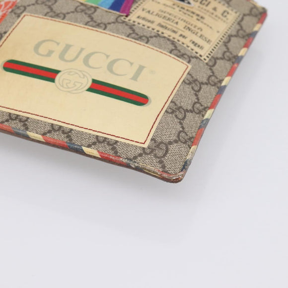GUCCI GG Supreme Courier Clutch Bag PVC Beige 473915 Auth 201932A