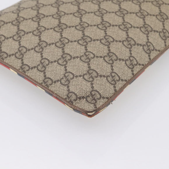 GUCCI GG Supreme Courier Clutch Bag PVC Beige 473915 Auth 201932A
