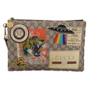 GUCCI GG Supreme Courier Clutch Bag PVC Beige 473915 Auth 201932A-2