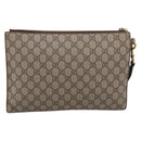 GUCCI GG Supreme Courier Clutch Bag PVC Beige 473915 Auth 201932A-3