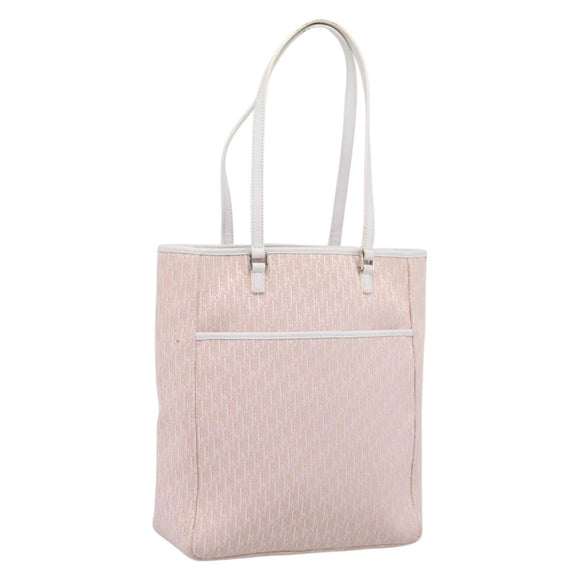 Christian Dior Trotter Canvas Tote Bag Pink Silver Auth 201935A