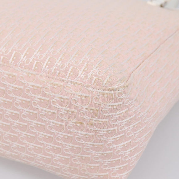 Christian Dior Trotter Canvas Tote Bag Pink Silver Auth 201935A